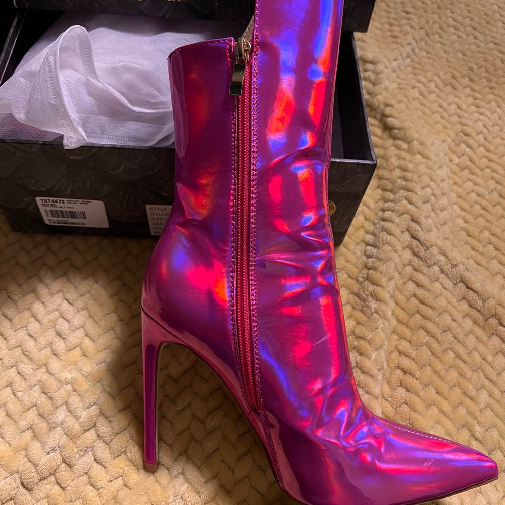 Holographic Pink Stiletto Boots